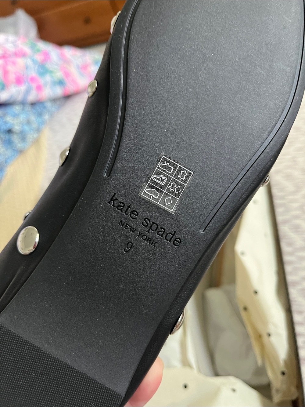 Kate Spade Halo Ballet Flat (Sz 9) Black Studded Leather - Picture 9 of 9